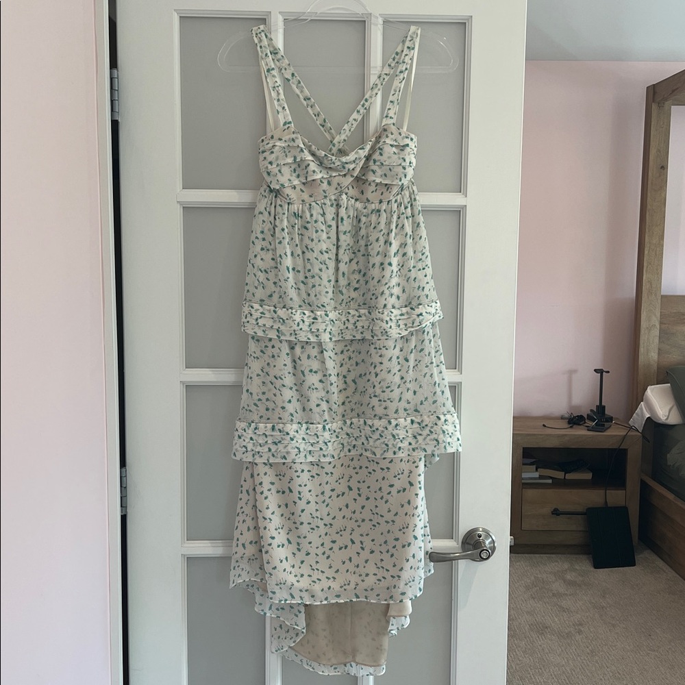 J. Crew Green Floral High Low Dress